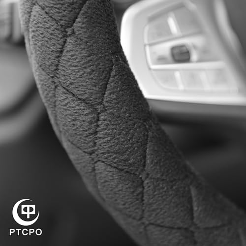 Soft Car Steering Wheel Cover for Sedan (Black / D Shape (Flat Bottom)[14" 1/2-15"](37-38cm))