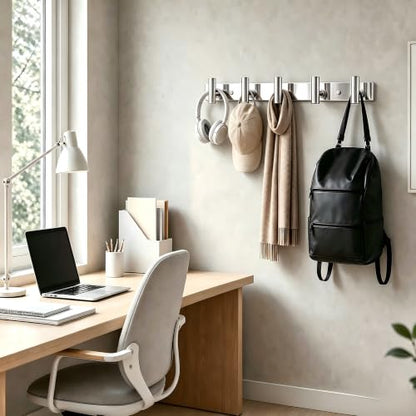 Wall Mounted Coat Rack ("T" Shape 5 Hooks - 1 Pack / Glossy)