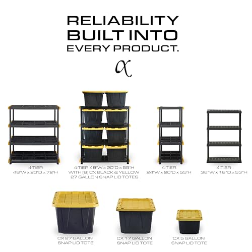 5 Tier Heavy Duty Plastic Storage Shelves for Garage Organization (5-Tier)