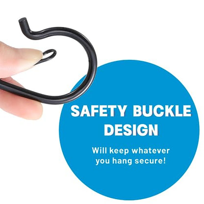 48 PCS Q Hanger Hooks with Safety Buckle (Black / 48 Pcs)