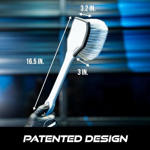 Wheel and Fender Cleaning Brush with Long Handle for Car Detailing (16.5 Inch)