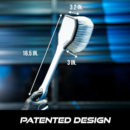 Wheel and Fender Cleaning Brush with Long Handle for Car Detailing (16.5 Inch)