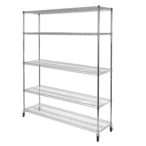 UltraDurable Heavy Duty NSF Solid Steel Wire Rack Storage Unit Organizer for Garage (Steel / 5-Tier Shelving, 60" W x 18" D)