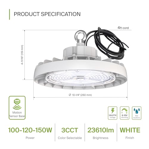 150W LED High Bay UFO Lighting (White)