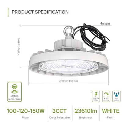 150W LED High Bay UFO Lighting (White)