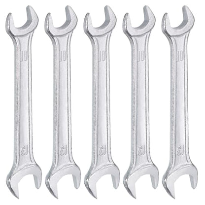 5pcs Double Open End Wrench 11mm x 13mm Metric 15 Degree Offset Angle Small Flat Head Wrench Galvanizing Open Ended Spanner for Automotive Repair Furniture Assembly (11mm x 13mm)