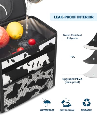 Car Trash Can with Lid (2.5 Gallons / Cow Print)