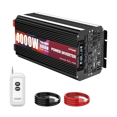 4000 Watt Power Inverter 12V to 110V 120V for Vehicle (12V-4000W-Standard)