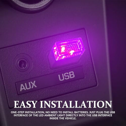 4PCS Mini USB LED Car Light (Pink Purple)