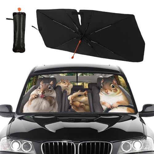 Funny Squirrels Car Windshield Sunshade Umbrella Foldable Visor (57X31 Inch / Color-SQ2)