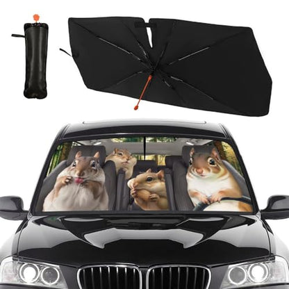 Funny Squirrels Car Windshield Sunshade Umbrella Foldable Visor (57X31 Inch / Color-SQ2)
