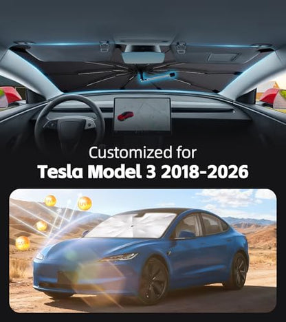 Windshield Sun Shade for Tesla Model 3 2018 (Fit for Tesla Model 3 2018-2026)