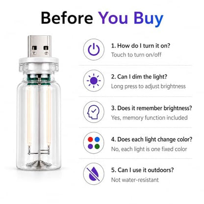 4PCS Dimmable USB Touch Control Led Night Lights (red+blue+green+purple)