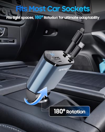 Retractable Car Charger 4 in 1 USB C Phone Fast Charging Car Charger
