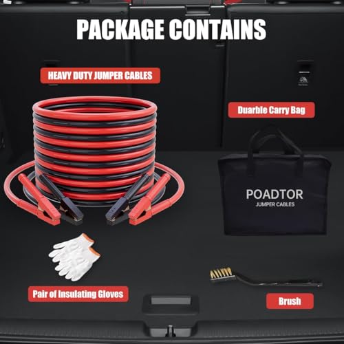Heavy Duty Jumper Cables 1 Gauge 30FT 900A (1 Gauge 30FT)