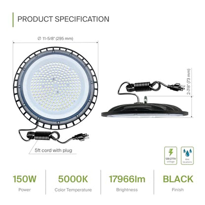 150W LED Low Bay Lighting (Black)