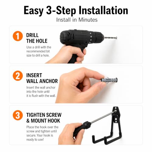 Garage Hooks 6 Pack Small Round Wall Hooks for Hanging Heavy Duty Ladders (Black / Small Round-6pcs)