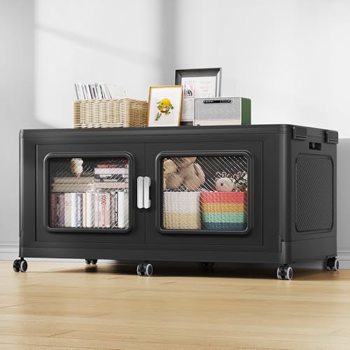 300 Qt Extra Large Stackable Storage Bin with Lid (Black / 300QT-1pack)
