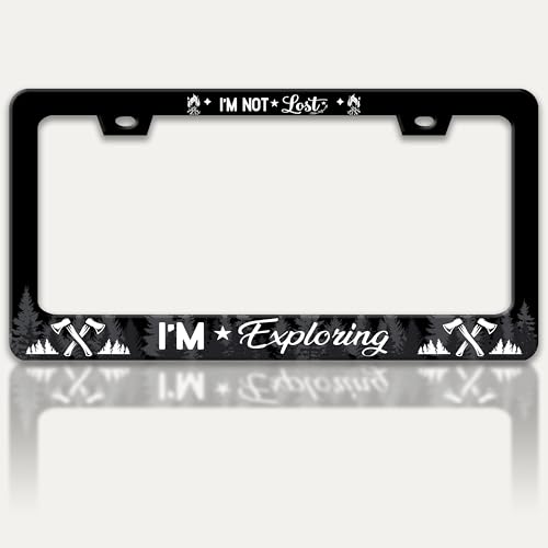 I'm Not Lost I'm Exploring License Plate Frame Stainless Steel 6x12 Inch (I'M Not Lost I'M Exploring)