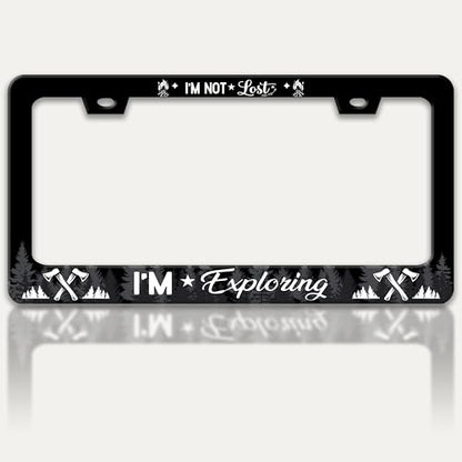 I'm Not Lost I'm Exploring License Plate Frame Stainless Steel 6x12 Inch (I'M Not Lost I'M Exploring)