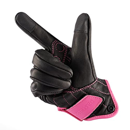 Ladies Full Finger Touch Motorcycle Gloves GL016 PINKBlack S (Small / Pink/Black)