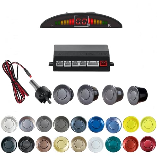 Parking Sensor Kit Backup Sensor Kit Reverse Sensor for Car 6 Color Options for Probes Adjustable Alarm Volume Professional Sensore de Reversa para Carro Safe Driving Assistant （Dark Grey） (Dark Grey)