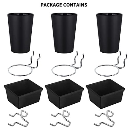 6 Sets Pegboard Bins with Hooks (Black)