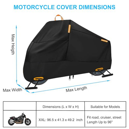 Motorcycle Cover for Harley Sportster 1200 883 Street Fat Boy 114 (XXL (Fits up to 96"))