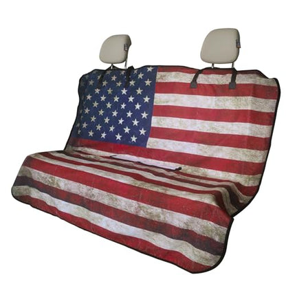 Back Seat Cover for Car Trucks Van SUV Jeep (Rear Bench Seat Towel / American Flag)