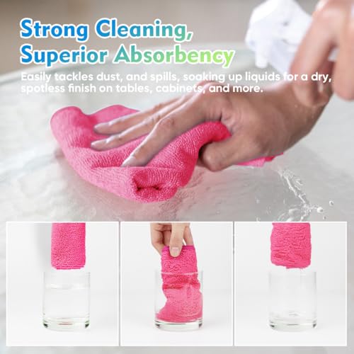 Pink Microfiber Cleaning Cloth 12 Pack (Pink / 12.5 x 12.5 Inch)