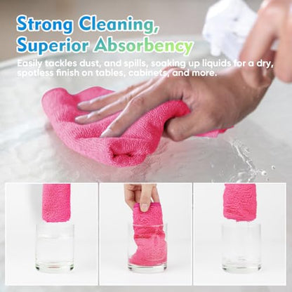 Pink Microfiber Cleaning Cloth 12 Pack (Pink / 12.5 x 12.5 Inch)