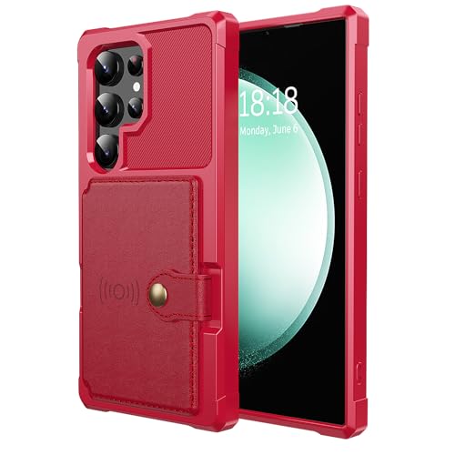 for Samsung Galaxy S24 Ultra Case with Card Holder (Red / Samsung Galaxy S24 Ultra)
