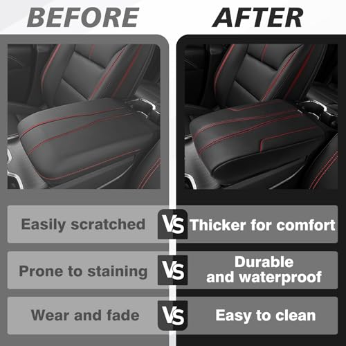 Armrest Cover for GMC Acadia 2024 (19) 24+ |Acadia&Traverse| Black/Red Trim, Regular)