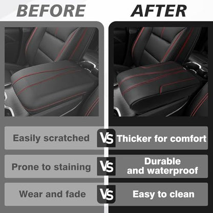 Armrest Cover for GMC Acadia 2024 (19) 24+ |Acadia&Traverse| Black/Red Trim, Regular)
