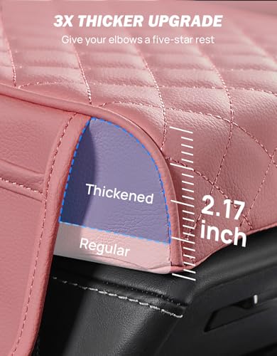 Pink Center Console Cover with Storage Bag for SUV Sedan (Pink / 12.6" x 7.8" x 2.16")
