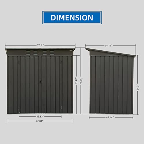 Domi Outdoor Storage Shed 6' x 4' (6' x 4' Sloping Roof / Dark Gray)