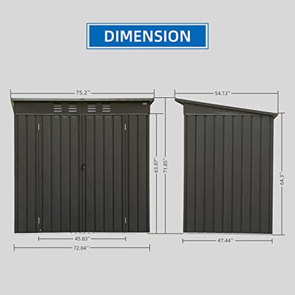 Domi Outdoor Storage Shed 6' x 4' (6' x 4' Sloping Roof / Dark Gray)