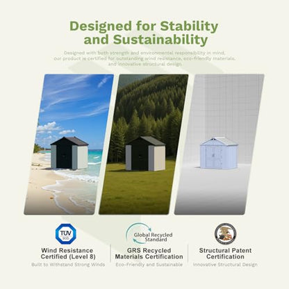 8x10 FT Resin Outdoor Storage Shed with Floor (Beige / 8x10 FT)
