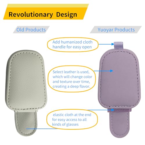 Magnetic Leather Sunglasses Holder for Car (Purple)