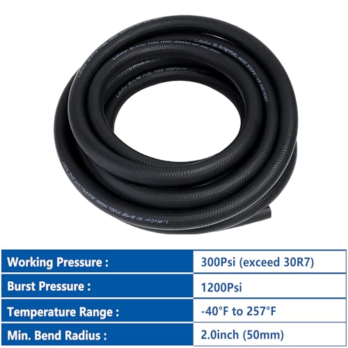 Rubber Fuel Hose Line Push Lock 3 (3/16" ID 25ft)