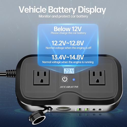 Car Power Inverter DC 12V to 110V AC Car Plug Adapter with AC Outlet (200W)