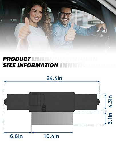 Polarized Sunshade Extender for Car with Polycarbonate Lens (Black Clear Lens / 1 Pack)