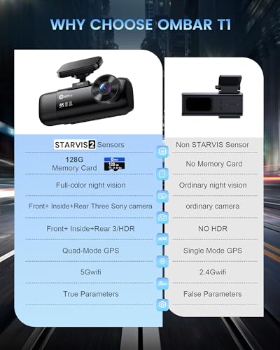 T1 4K 3 Channel Dash Cam (Black)