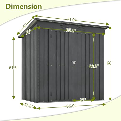 Outdoor Storage Shed (6x4 Ft-without window / Black)