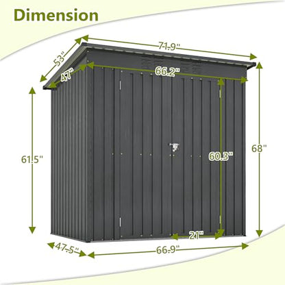 Outdoor Storage Shed (6x4 Ft-without window / Black)