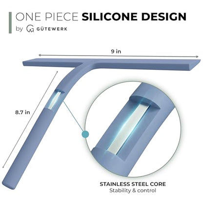 Silicone Shower Squeegee with 3 (Blue / 9 Inches)
