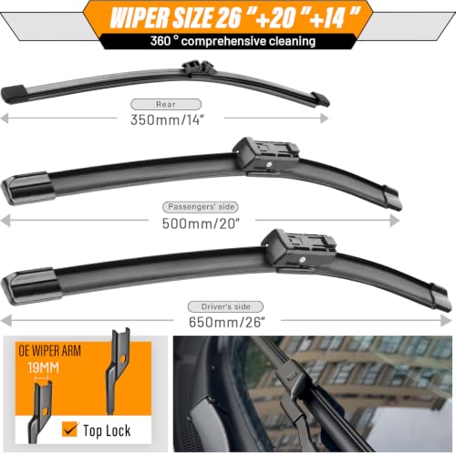 Windshield Wiper Blade Replacement for BMW X5 2019 (26"+20"+14B")