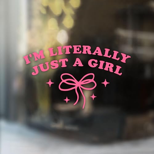 I'm Literally Just a Girl Car Decal Pink Bow Cute Positive Gifts Car Mirror Accessories Affirmations Funny Vinyl Decal Waterproof 8 Inches Bumper Decal Gifts for Mom Dad Friend Coworker (8 Inch)