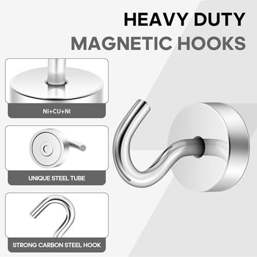 Magnetic Hooks Steel Tube Design for Cruise (Silver / 32lb Magnetic Hooks)