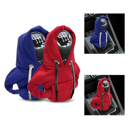 2PCS Car Gear Shift Hoodie Auto Shifter Knob Cover (Red&Blue / 2 Pcs)